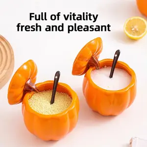 Ceramic Pumpkin Shaped Kitchen Set with Spoon, Halloween Decorations, Party Gifts, Holiday Presents for Men & Women