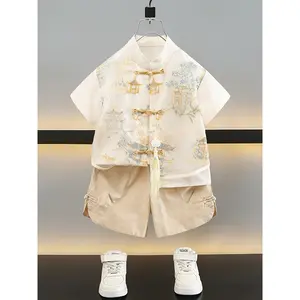 (New)Set of Hanfu for Boys, New  Summer Attire for Children, Traditional Lightweight Summer Outfit for Kids, Chinese Size, Please Check The Size Guide Carefully