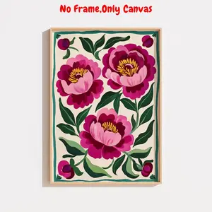 Peony Pattern Unframed Painting, Modern Canvas Wall Art, Wall Decor for Home Living Room Bedroom, Home Decor, Room Decor, No Frame, Ornaments