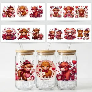 Valentine's Day UV DTF Cup Wraps Decals, Waterproof Self-Adhesive Transfer Paper, 3D Crystal Labels, DIY Crafts, Crafts Cup Stickers, High Quality