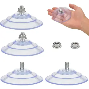 Upgraded Large Suction Cup with Screws 3.4"/85mm Plastic Suction Pads 4 Pack Clear PVC Sucker Pads with M8 Screw Nut Extra Strong Adhesive Glass Suction Holder