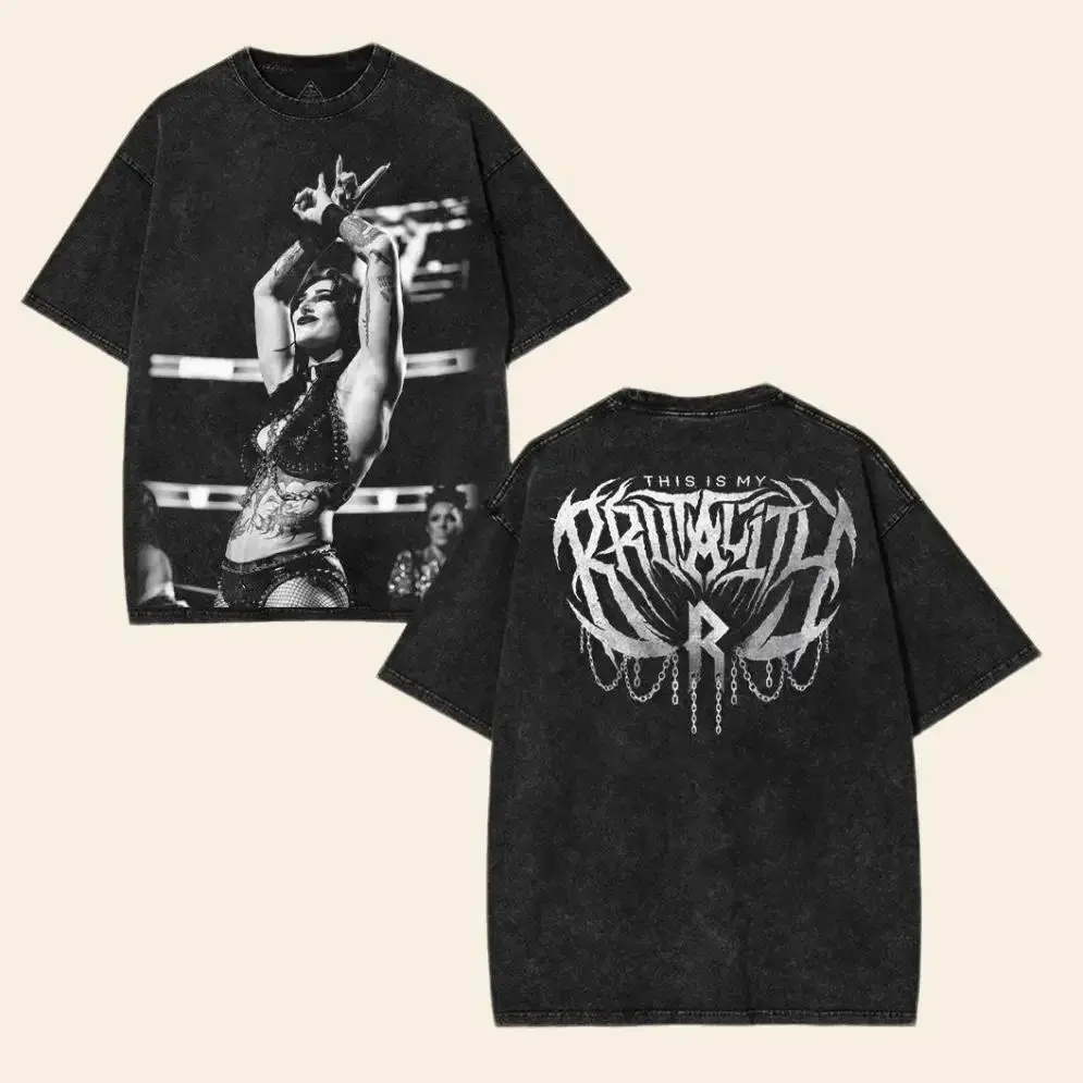 Rhea Ripley WWE Washed Oversized Unisex Cotton Graphic Tee – Vintage Wrestling Graphic T-Shirts for Streetwear Fans  Menswear wash unisex classic gift top Fabric Seamless casual shirt wwe fan
