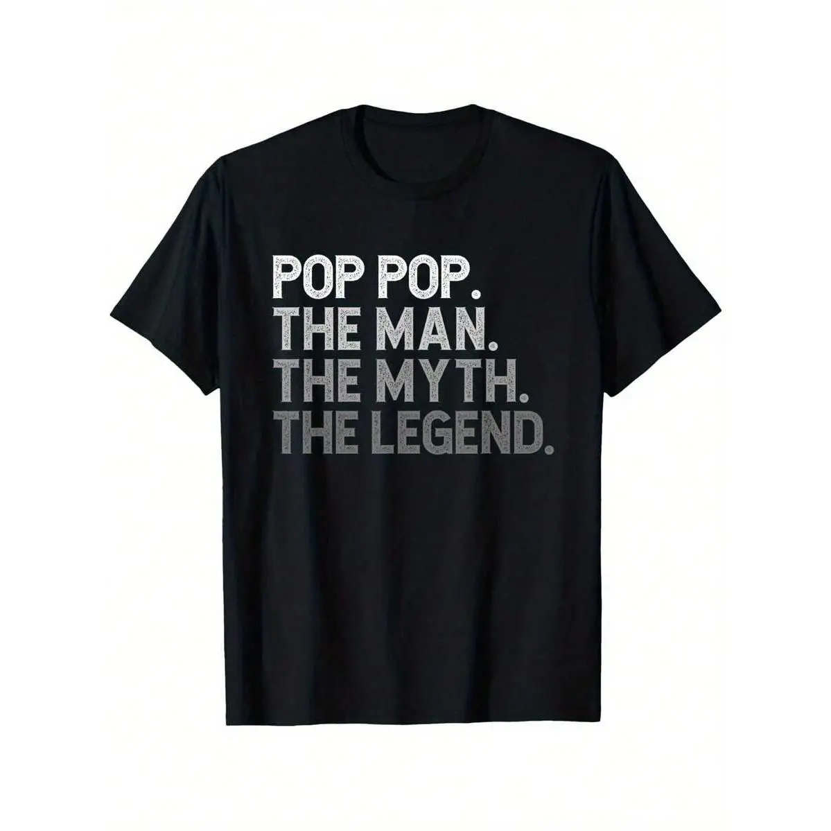 POP-POP The Man The Myth The Legend Fathers Day Funny POPPOP T-Shirt, 100% Cotton Father Dad T-Shirts For Men Women, 180g, Round Neck, Black, Size S-XXXL