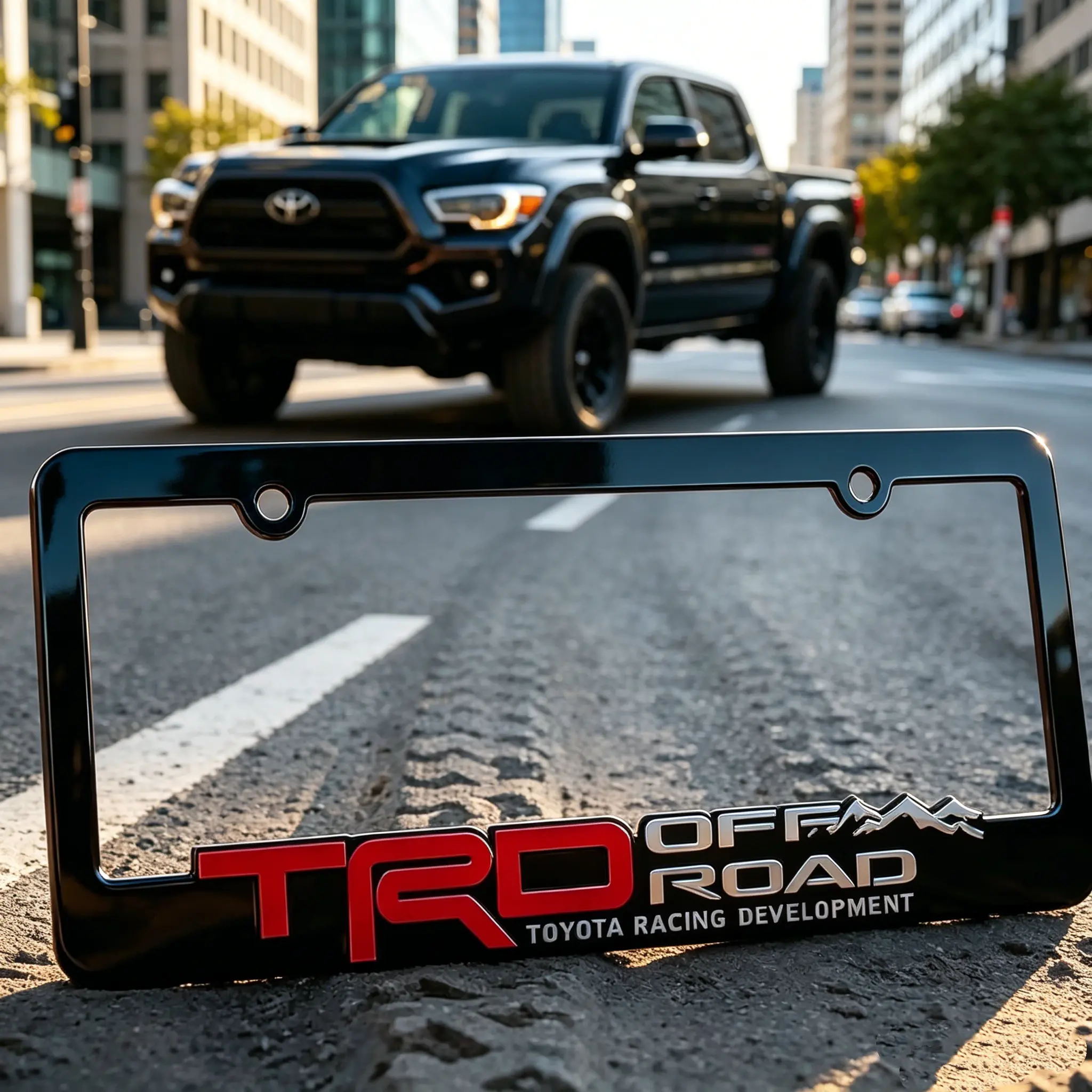 2026 New Heavy-Duty Off-Road Automotive Car Plate Frame (2 Pack) - Matte Sport Black, 3D Embossed, Rugged Shockproof, Scratch & Corrosion Resistant Covers for Toyota Tacoma, Tundra Exterior Upgrade Accessories