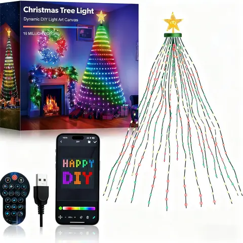 Magical Multi-Size Xmas Decor Light Strip - 5/6/7FT, 20 Strips 400LEDs, RGBIC Colors, 11 Modes, Timer, Music Sync, USB Power, Remote & APP Control, Party Light Supplies for Car Decor