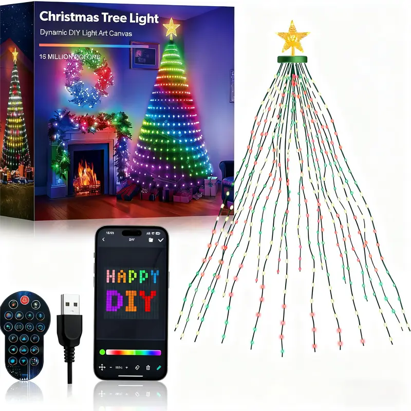 Magical Multi-Size Xmas Decor Light Strip - 5/6/7FT, 20 Strips 400LEDs, RGBIC Colors, 11 Modes, Timer, Music Sync, USB Power, Remote & APP Control, Party Light Supplies for Car Decor