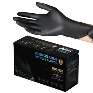 Black Nitrile Gloves 5mil 100 Count Heavy Duty Disposable Reusable Latex Free Powder Free for Cleaning Auto Repair Food Processing Tattoo Hair Dye Kitchen Salon Gardening M-XL #TikTokMadeMeBuyIt