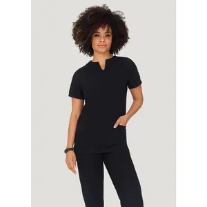 5 Pocket Notch Neck Top Black