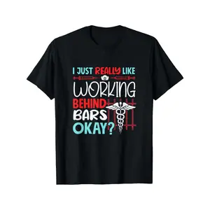 Men's Cotton Correctional Nurse T-Shirt - Casual, Stretchy, Machine Washable with Unique Print Design