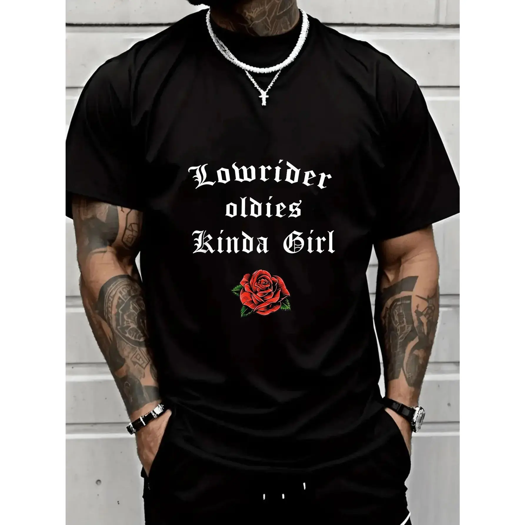 Lowrider Oldies T-Shirt, Cotton "Lowrider Oldies Kinda Girl" Red Rose Design Tee, Soft Breathable Comfy Casual Streetwear, Chicano Culture Print, Cute Oversized Top, Old School Retro Outfit, Mexican American Vibe Shirt, Tops for Men Women, Graphic Tees