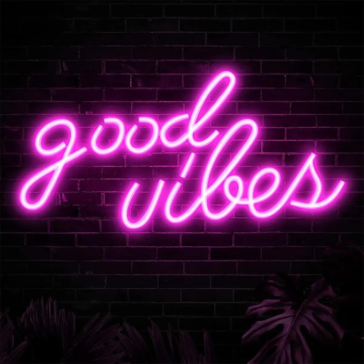 Good Vibes Letter Design Neon Sign, LED Neon Night Light, Dressers Decorative LED Light, LED Neon Lamp for Home Wall Dressers Bedroom Decor