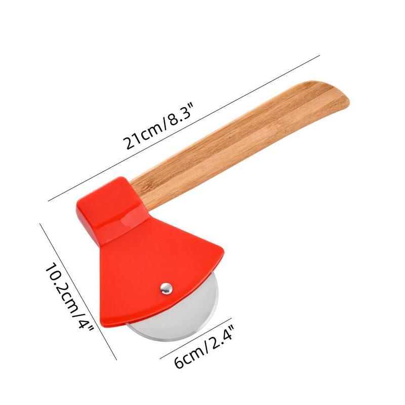 Funny & Cool Axe Pizza Cutter - Unique Men Dad Tool With Steel Сircular Saw, Plastic Cover for Wheel Blade Knife & Bamboo Handle - Cute Kitchen Gadgets Nonstick Stuff Slicer Accessories