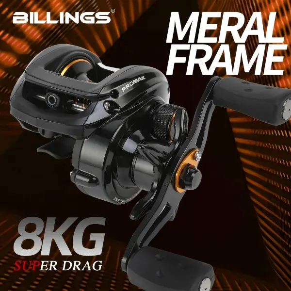 BILLINGS Baitcasting Fishing Reel, 7.2:1 High Gear Ratio, 39.68LB Max Drag, Interchangeable Left/Right Hand, Aluminum Alloy Smooth Sensitive Casting Reel for Freshwater & Saltwater Fishing