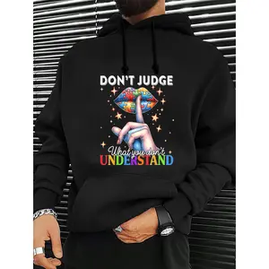 Comfortable Autism Hoodie Sweatshirt Don't Judge What You Don't Understand Bold Text for Men & Women Winter Casual Versatile Companion