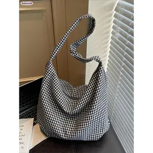 Large Crossbody Bag for Women, Checkered Color Block Shoulder Purse, Roomy Underarm Bag for Daily Commute, Shopping, Travel