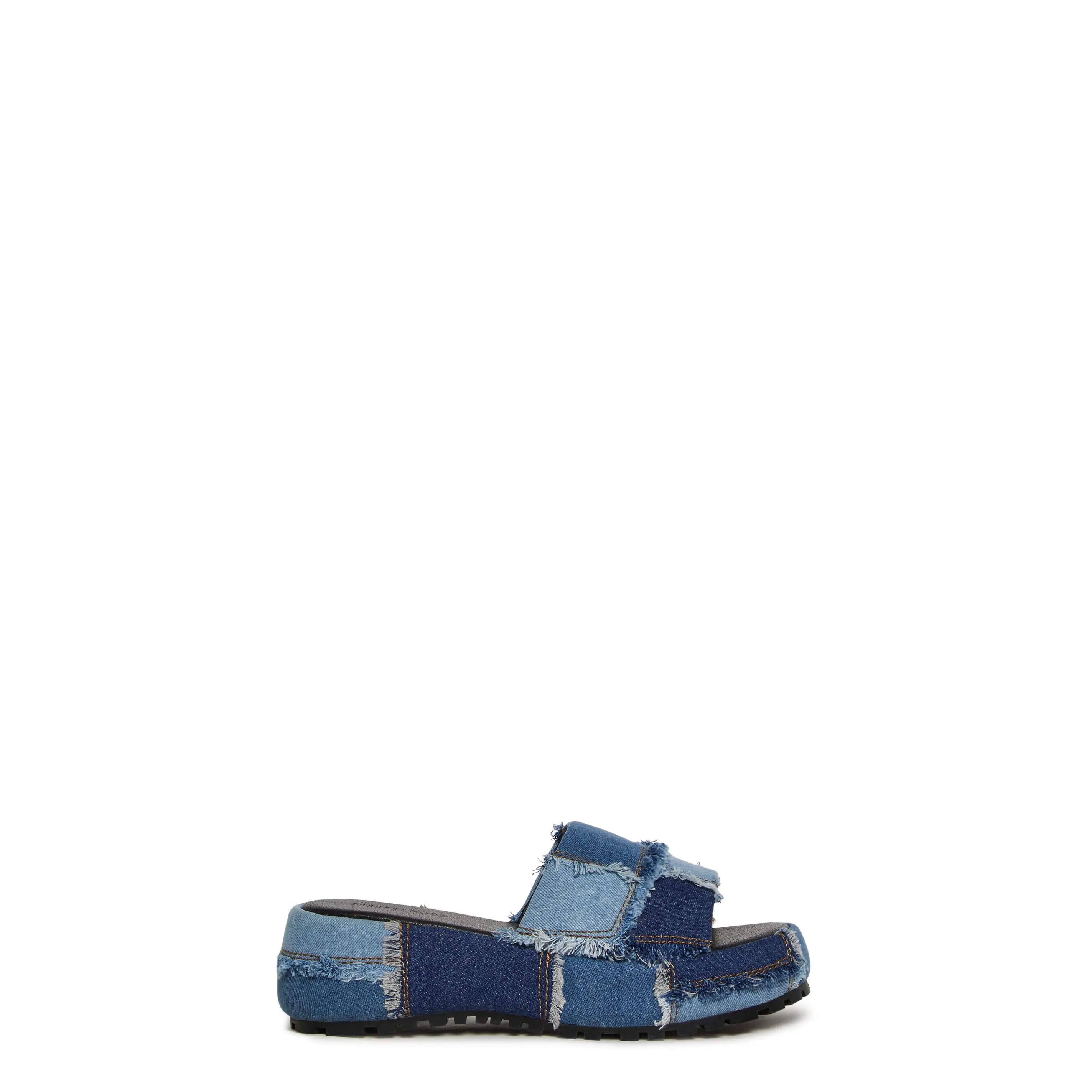 Patchwork Denim Slides
