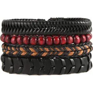 Mix 4 Wrap Bracelets for Mens, Cords  Beads Ethnic Tribal Bracelets