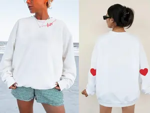 All You Need Is Love, Love Neckline Sweatshirt, Valentines Sweatshirt, Love Sweatshirt, Heart Sweater, Heart Elbow Patch Sweatshirt