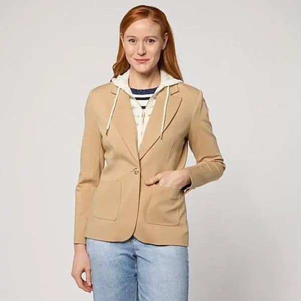 Tower Hill by Christie Brinkley Crochet Zip-Out Dickey Blazer