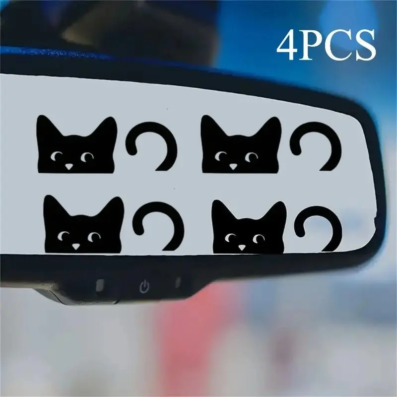 4 Piece Rearview Mirror Stickers, Cat Stickers, Plant Stickers, Laptop Car Boat Suv Truck Decals, Automotive Stickers, Cute Designs, Car Decorations