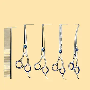 Dog & Cat Grooming Scissors Set, Stainless Steel Professional Quality #PetGroomingTools #DogCatGrooming #PetHairTrimming