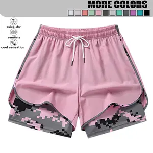 Women’s summer lightweight quick-dry double-layer athletic shorts, suitable for casual wear and outdoor activities