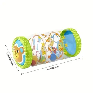 Safe Inflatable Baby Crawling Roller Toy with Sensory Bells - Tummy Time & Motor Skill Development for Infants