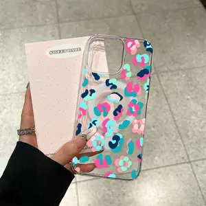Creative colorful leopard print pattern phone case,acrylic transparent magnetic soft case, suitable for iPhone 17 Pro Max 16 15 14 13 12 11, anti drop phone case, lightweight and durable,supports wireless charging,