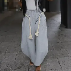 Women's Y2K Baggy Comfortable Lounge Trousers with Rope Detailing and Drawstring Waist