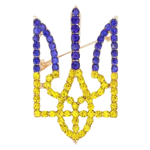 Ukrainian Rhinestone Trident Tryzub Pin Ukraine Coat of Arms