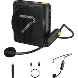 WA1  Voice Amplifier with Headset Microphone for Teachers, Personal Power Amplifier with Noise Canceling, 164ft Range, 23H Working, Microphone Speaker for Teaching, Speech, Yoga(Black)