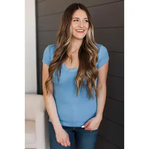 Singing for Happiness Short Sleeve Top- Blue