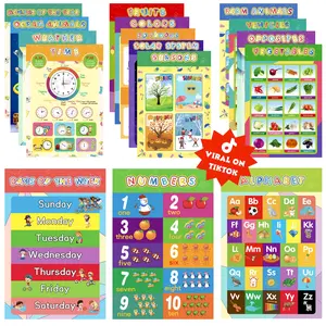 16 Boho Educational Posters for Toddlers Classroom and Teacher Decor for Kids, Perfect for Ages 1-5, Ideal for Elementary and Boho-Themed Rooms.