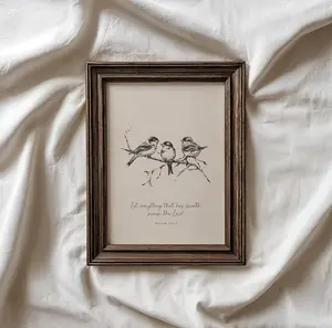 Christian Wall Art - Vintage Neutral Bible Verse Print - Psalm 150:6 Unframed