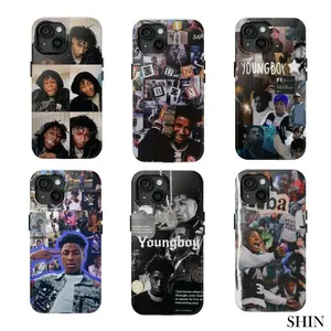 Rapper YoungBoy Print Smartphone Casing, Premium Black Leather Texture TPU Phone Accessory, Shockproof Anti-Scratch Waterproof Protection for iPhone 11-17 Series Cellphone