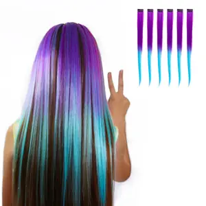 Jellybean Purple/Aqua Ombre 6 Pack Clip-in Hair Extensions