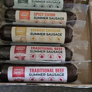 Farmers Market Foods Summer Sausage 5 Pack – Traditional Beef, Roasted Garlic, Spicy Cajun, Applewood Smoked & Vermont Cheddar, Wisconsin Made Shelf Stable Meat Snacks, Ready to Eat, 5oz