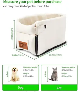 Armrest Booster Pet Seat for Dog, Cat,Interactive Pet Seat Car Safety Tethers Console Travel Carrier with Removable Bed for Cat Small Pet