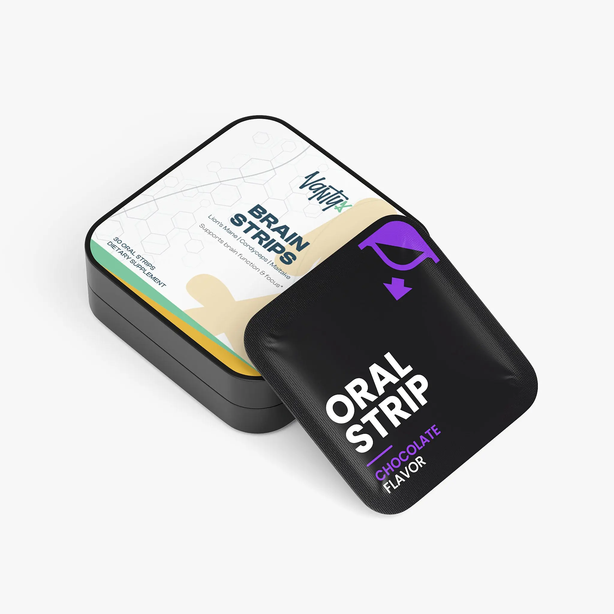 Brain Strips Vantyx — Mushroom Focus Oral Strips with Lion's Mane & Cordyceps · 30 Chocolate Strips