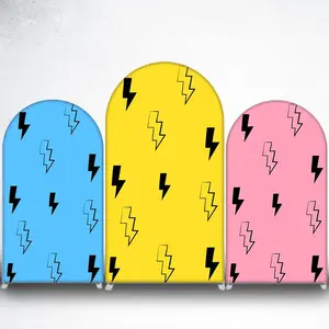 15-day 2D Flat Delivery Lightning Bolt Arch Backdrop Cover for Rock and Roll Party