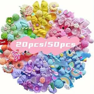 Mixed Color Resin Ornaments, Cute Flower & Bow & Strawberry & Leaf Design Ornaments, Diy Mix Beads, Great for DIY Crafts, Jewelry Making and Decoration