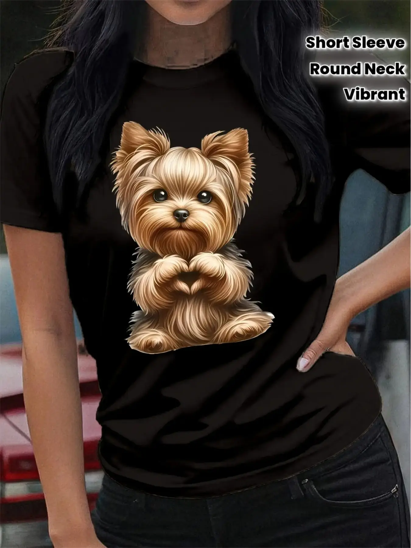 Yorkshire Terrier Yorkie Dog Print T-Shirt - Retro unisex soft cotton short sleeve t shirt, vintage graphic casual tee for men women teens, perfect birthday holiday gift for camping travel gym daily street  wear