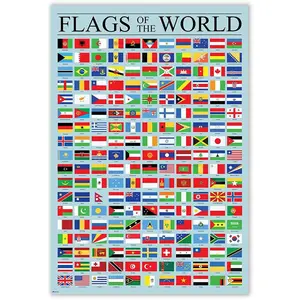 Flags of the World Classroom Reference Chart National Countries Country Symbol Educational Teacher Learning Homeschool Display Supplies Teaching Aide Cool Wall Art Print Poster 16x24