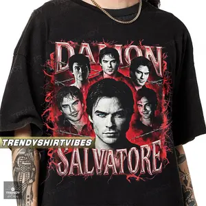 Damon Salvatore Shirt  Retro Vampire Diaries Tee, Unisex S-4XL