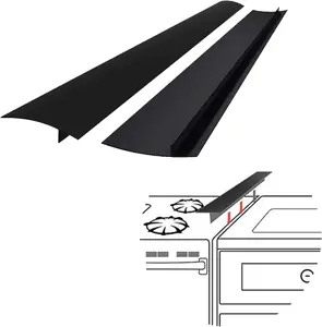 2-Pack 21-Inch Heat-Resistant Black Silicone Stove-Counter Seal Filler Covers, Gaps Sealing for Stovetop-Counter Spaces, Easy-to-Clean Hardware Sealer