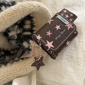 Stylish Blue Leopard Print Star Earphone Case Protection for Apple AirPods Pro 2/3/4/2, Fashionable Women's Headset Cover, Simple Design, Headphone Accessories