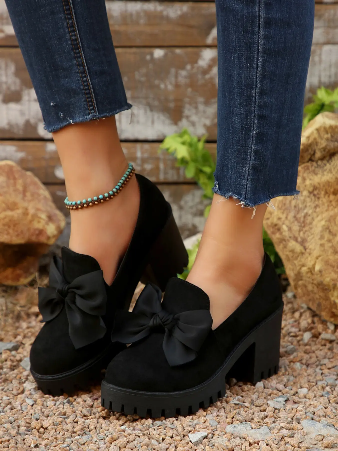 Women's Platform Loafers, Bowknot Decoration, British Style Classic Mary Jane Shoes, Elegant Retro Design, Comfortable Slip-On Heels, Versatile Soft Sole