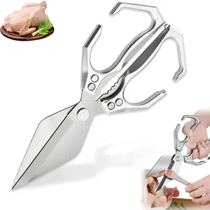 Multifunctional Heavy-Duty Kitchen Shears, 2026 New Heavy Duty Kitchen Scissors for Food with Ergonomic Handle, 3Cr13 Stainless Steel Culinary Shears for Chicken, Meat, Seafood, Bone Cutting (Sliver)