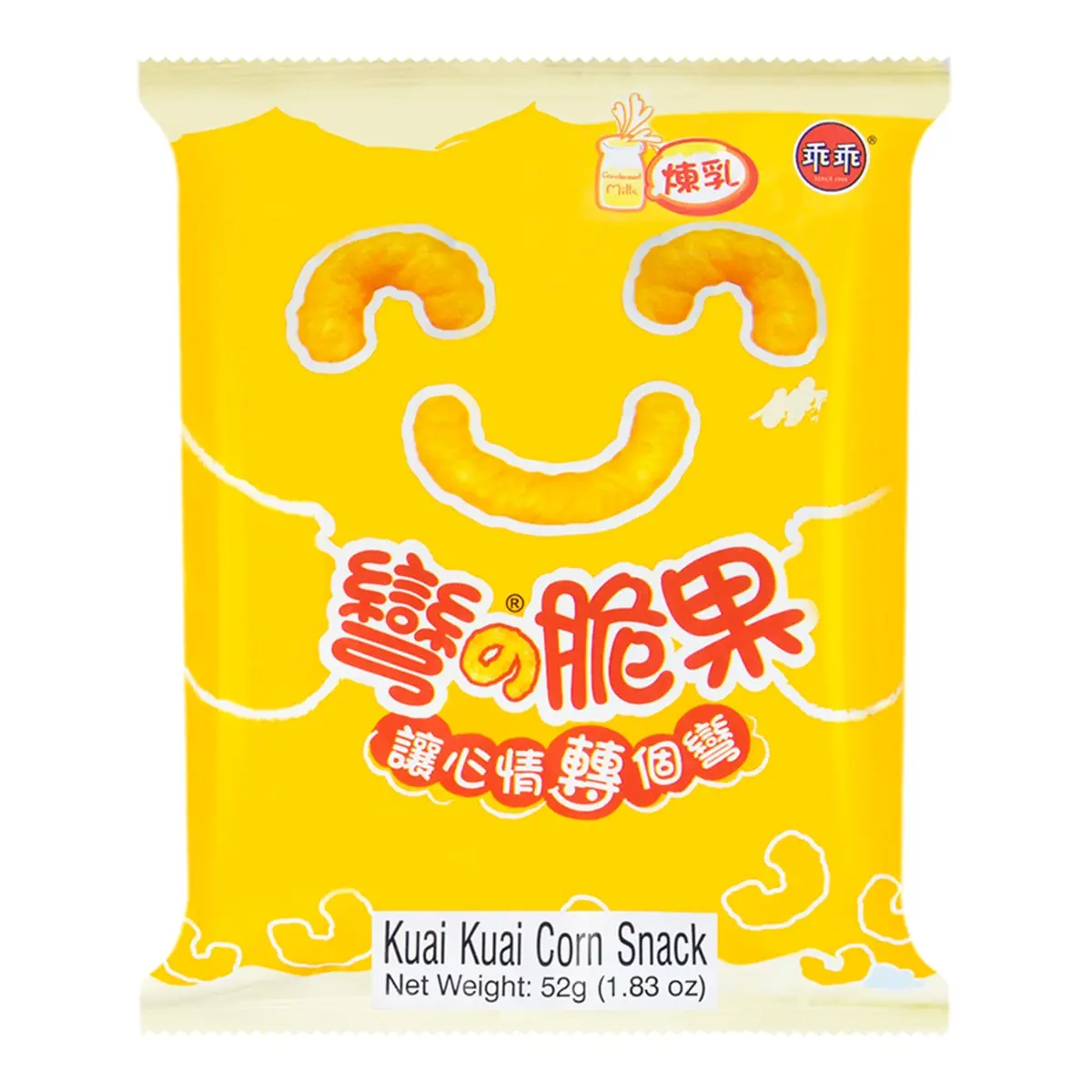 KWAN Taiwan Condensed Milk Flavored Corn Sticks 52g - Crispy Childhood Snack, Nostalgic Treat
