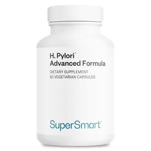 Supersmart H. Pylori Advanced Formula (with Mastic Gum, Probiotics, Prebiotic) - Natural Treatment & Complete Action | Non-GMO & Gluten Free - 60 Vegetarian Capsules